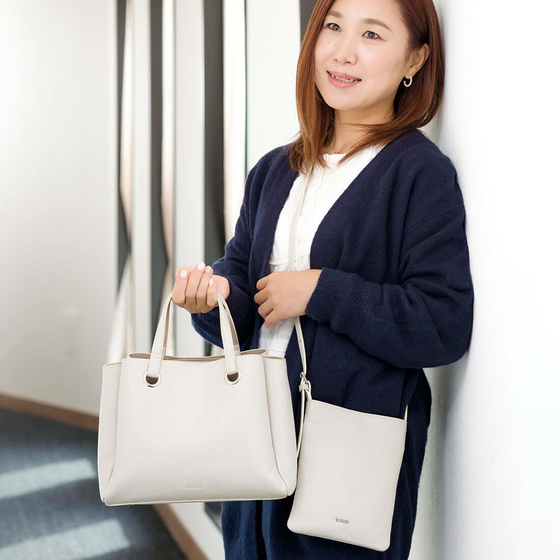 【セット商品】シュリンクレザーハンドバッグ＆ポシェット＜クラシカルセット＞