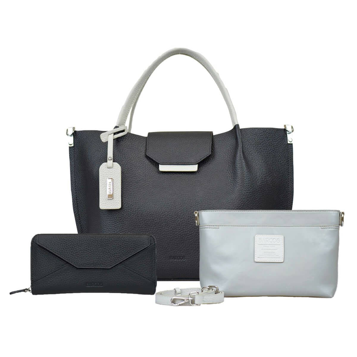 【セット商品】シュリンクレザーバイカラーハンドバッグ＜シャーロット＞＆ロングウォレット＜ベロニカ＞