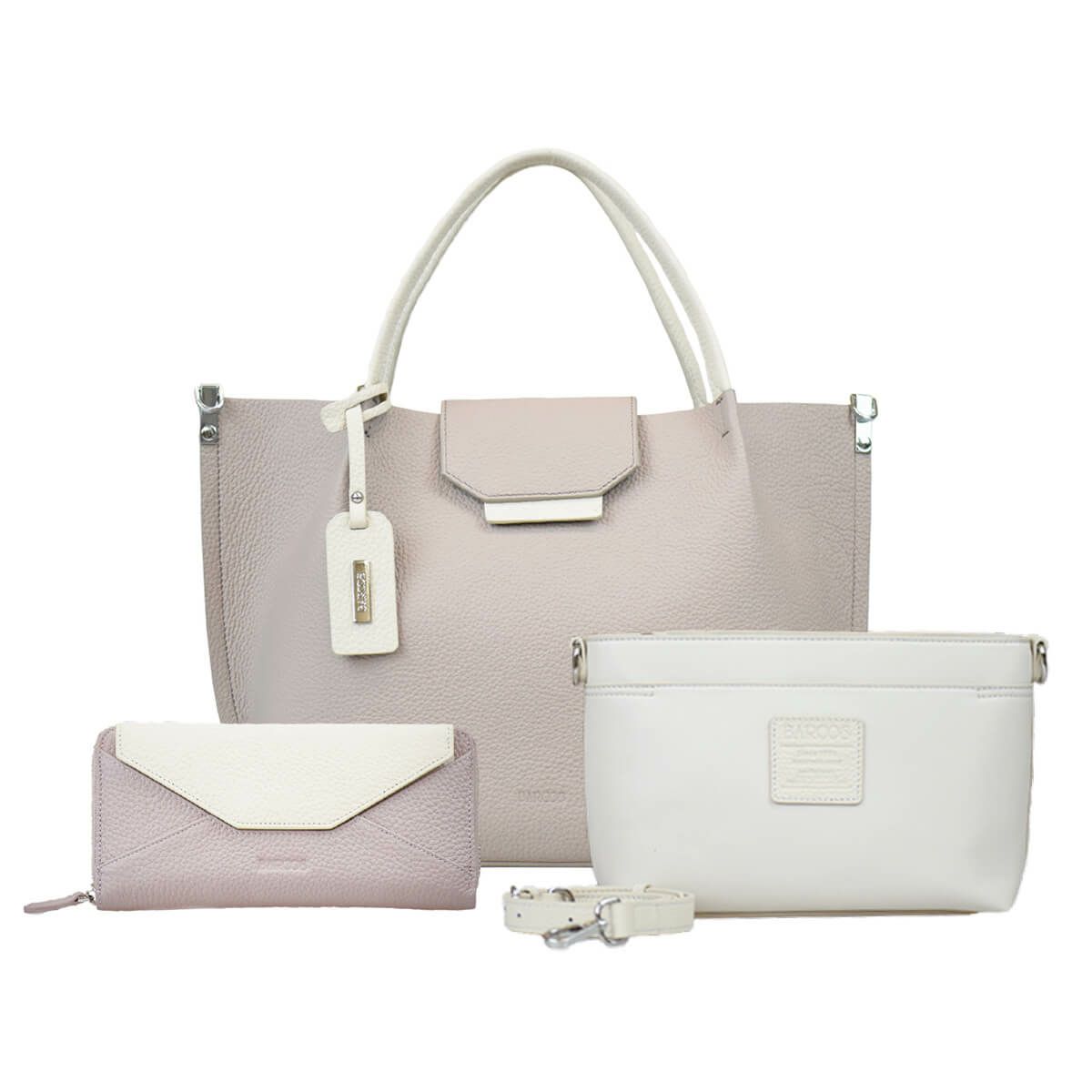 【セット商品】シュリンクレザーバイカラーハンドバッグ＜シャーロット＞＆ロングウォレット＜ベロニカ＞