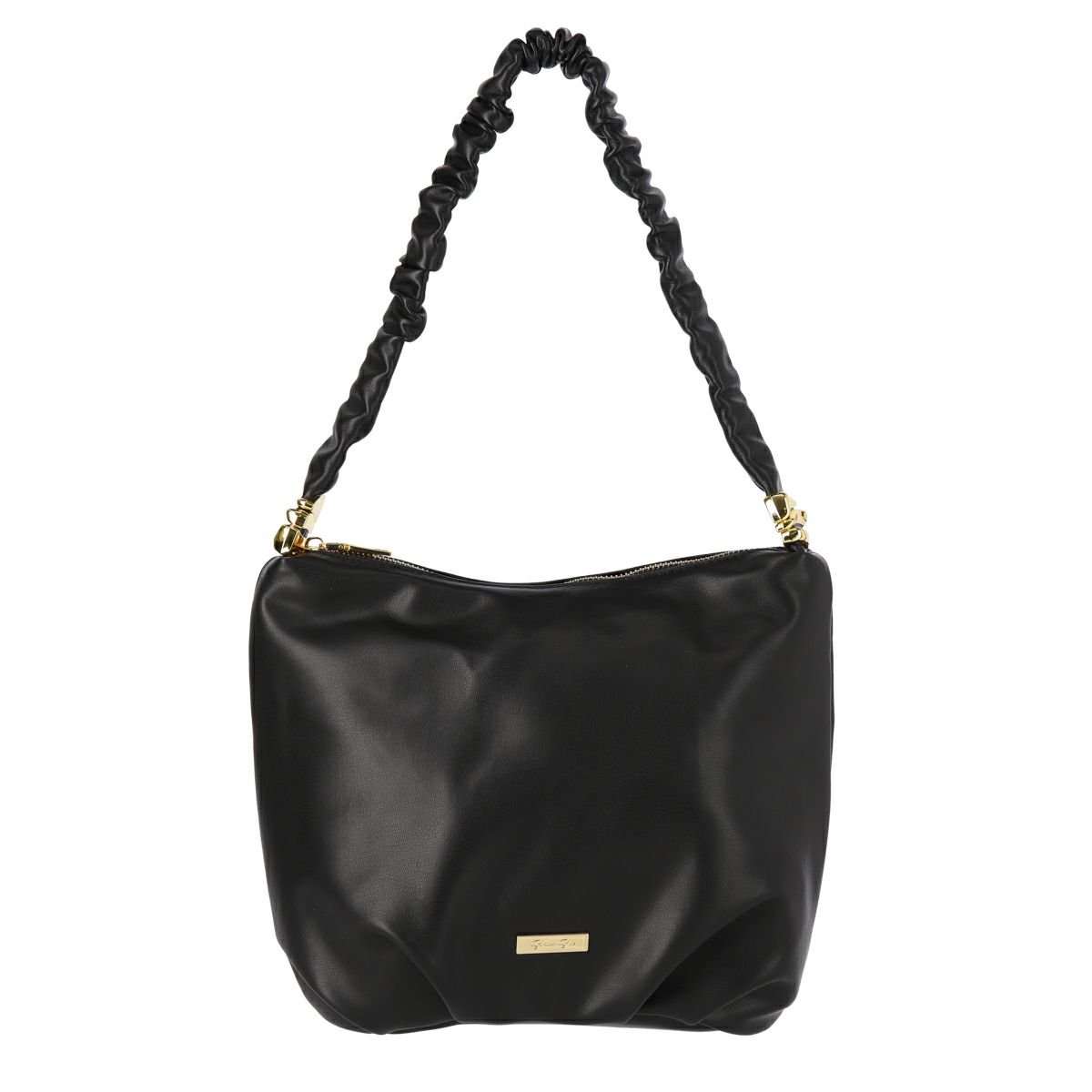 メタルロゴ付きスムースタッチPUバッグ