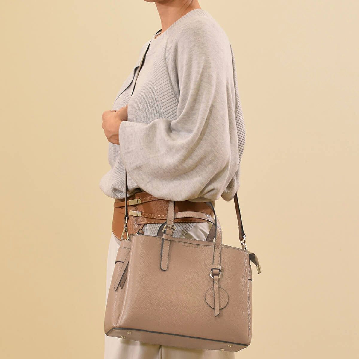 シュリンク レザー ハンドバッグ