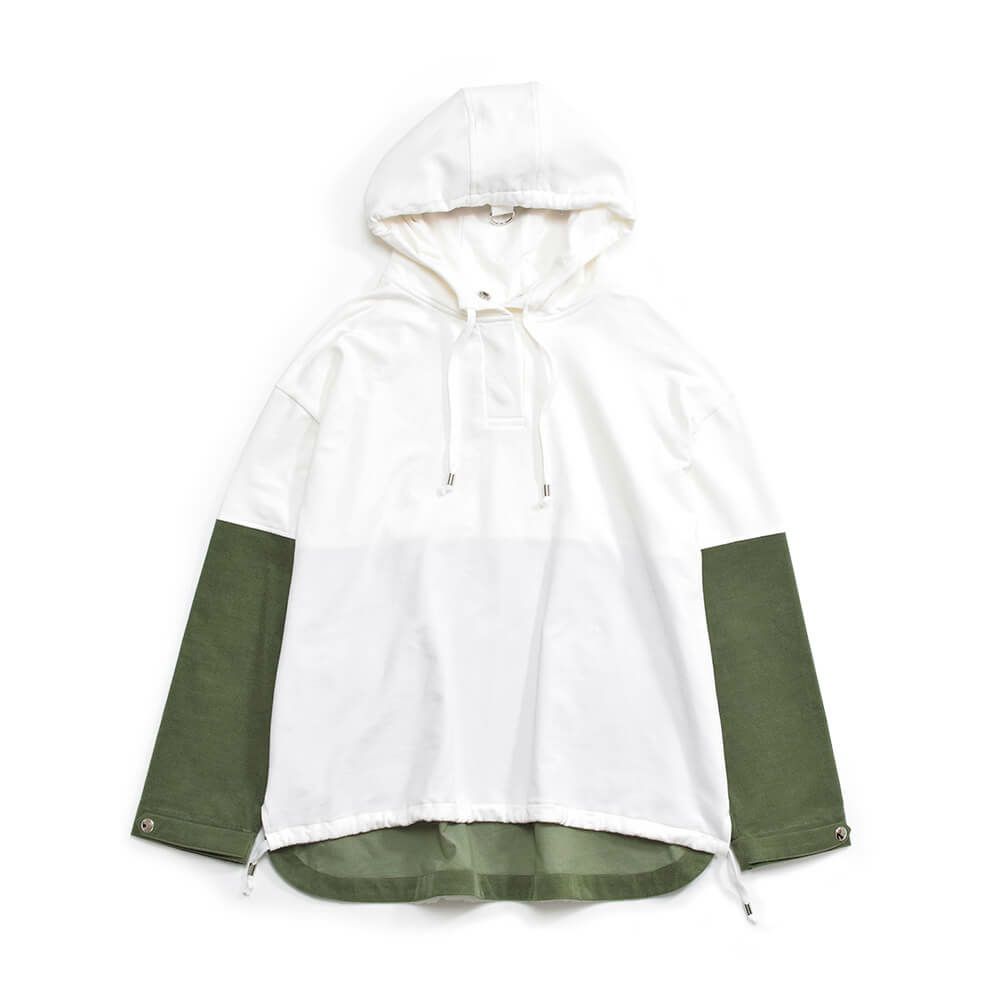 異素材使いビッグシルエットパーカー