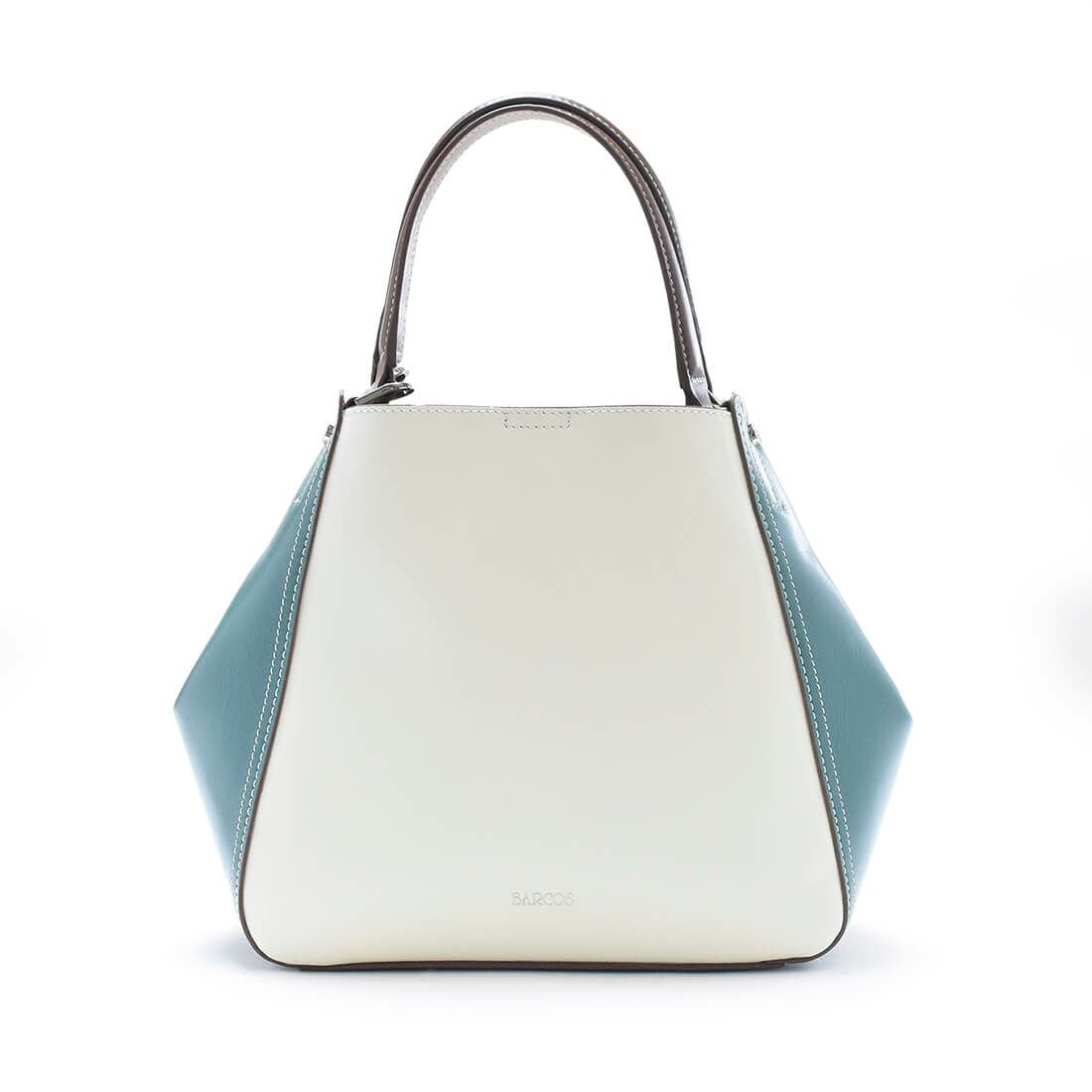 配色レザー2wayハンドバッグ