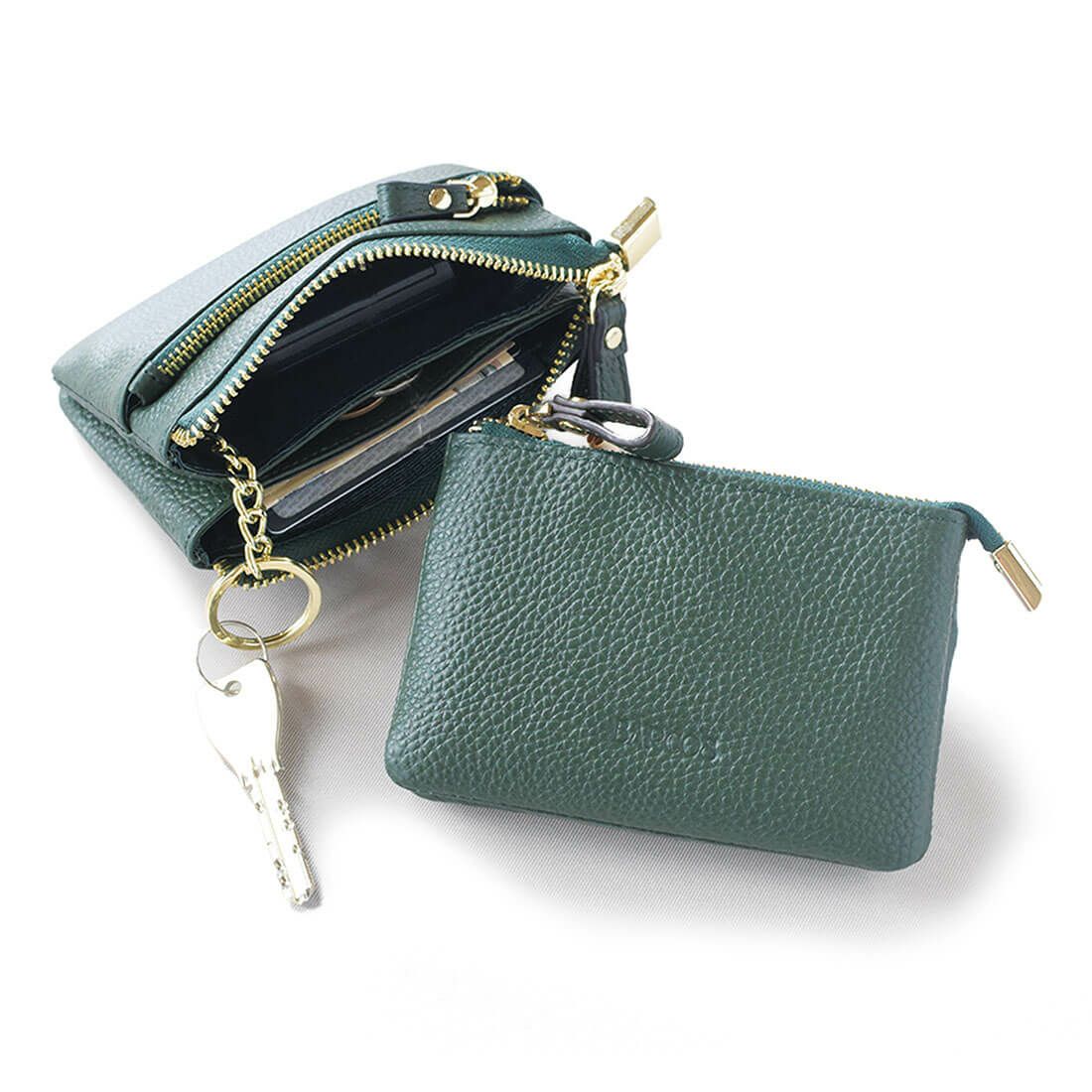 シュリンクレザーキーリング付き2層コインケース