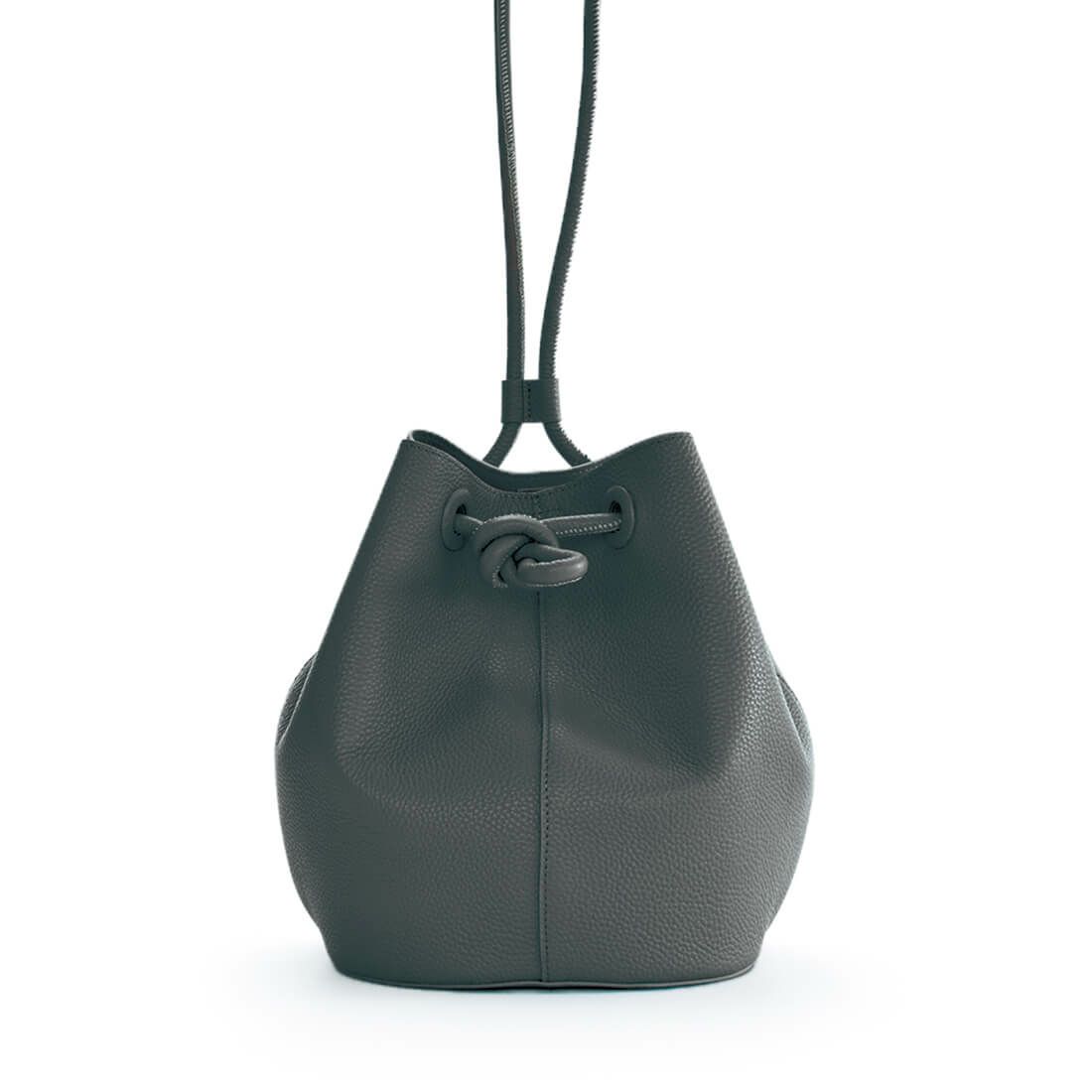 シュリンクレザーノットモチーフ巾着バッグ