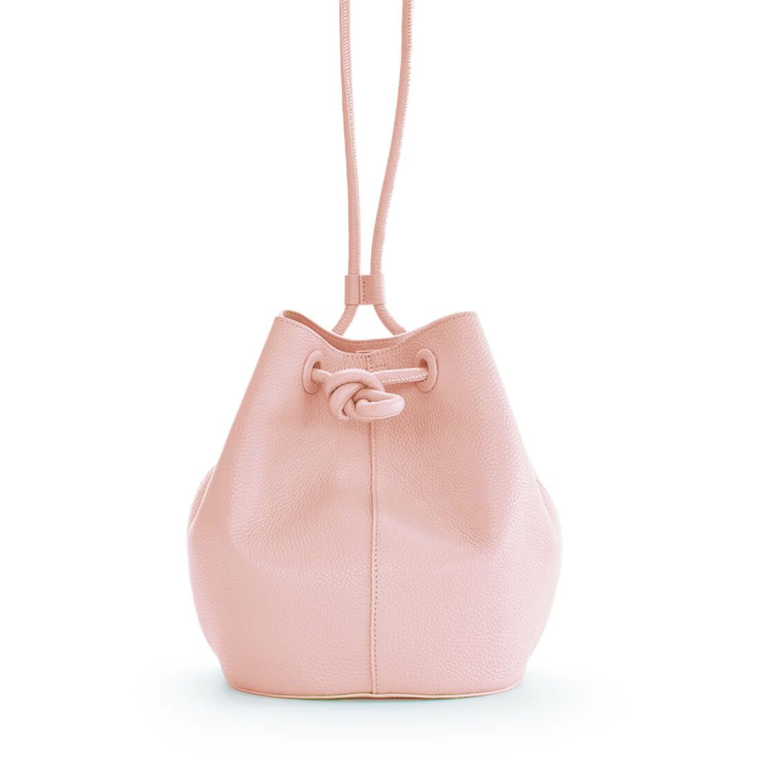 シュリンクレザーノットモチーフ巾着バッグ