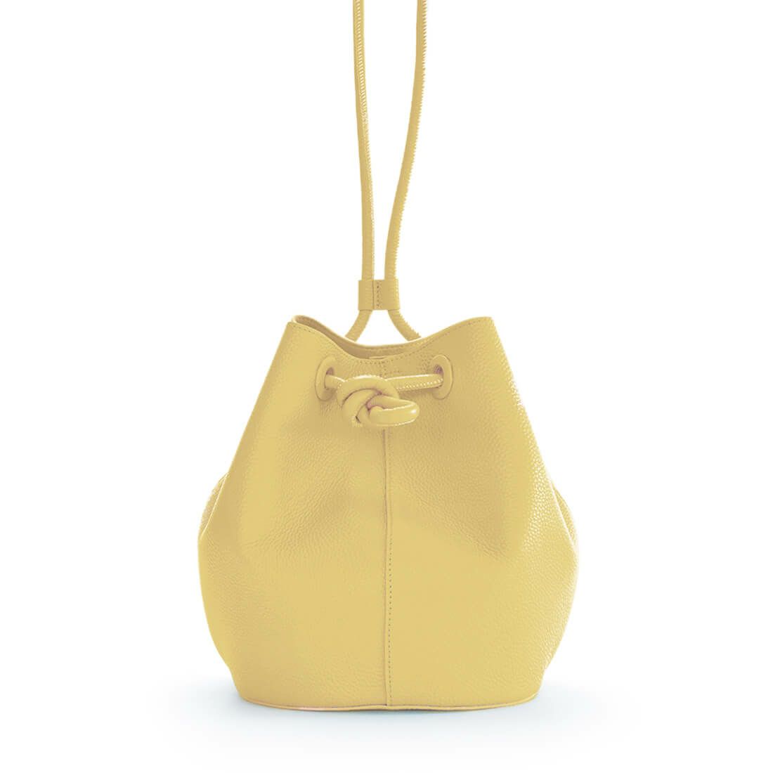 シュリンクレザーノットモチーフ巾着バッグ