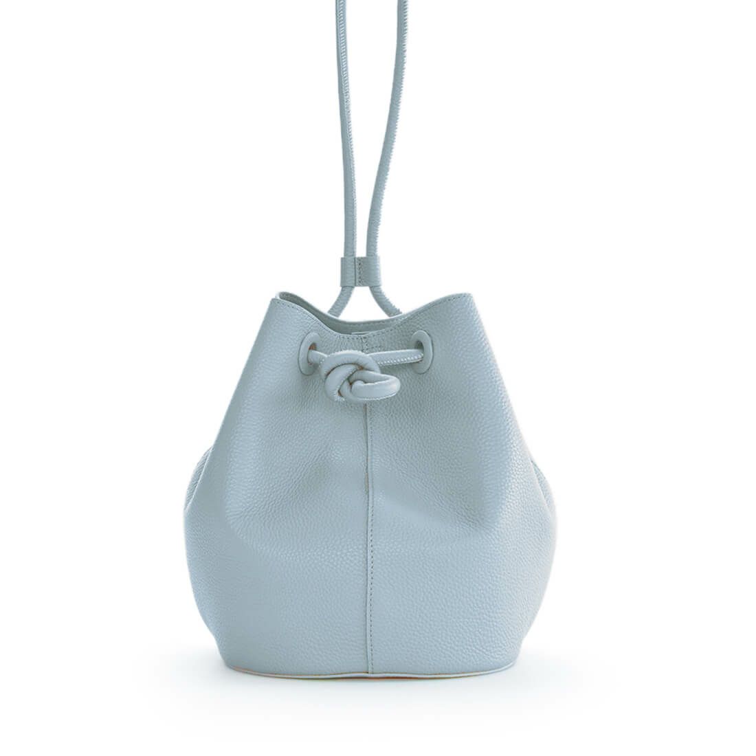 シュリンクレザーノットモチーフ巾着バッグ