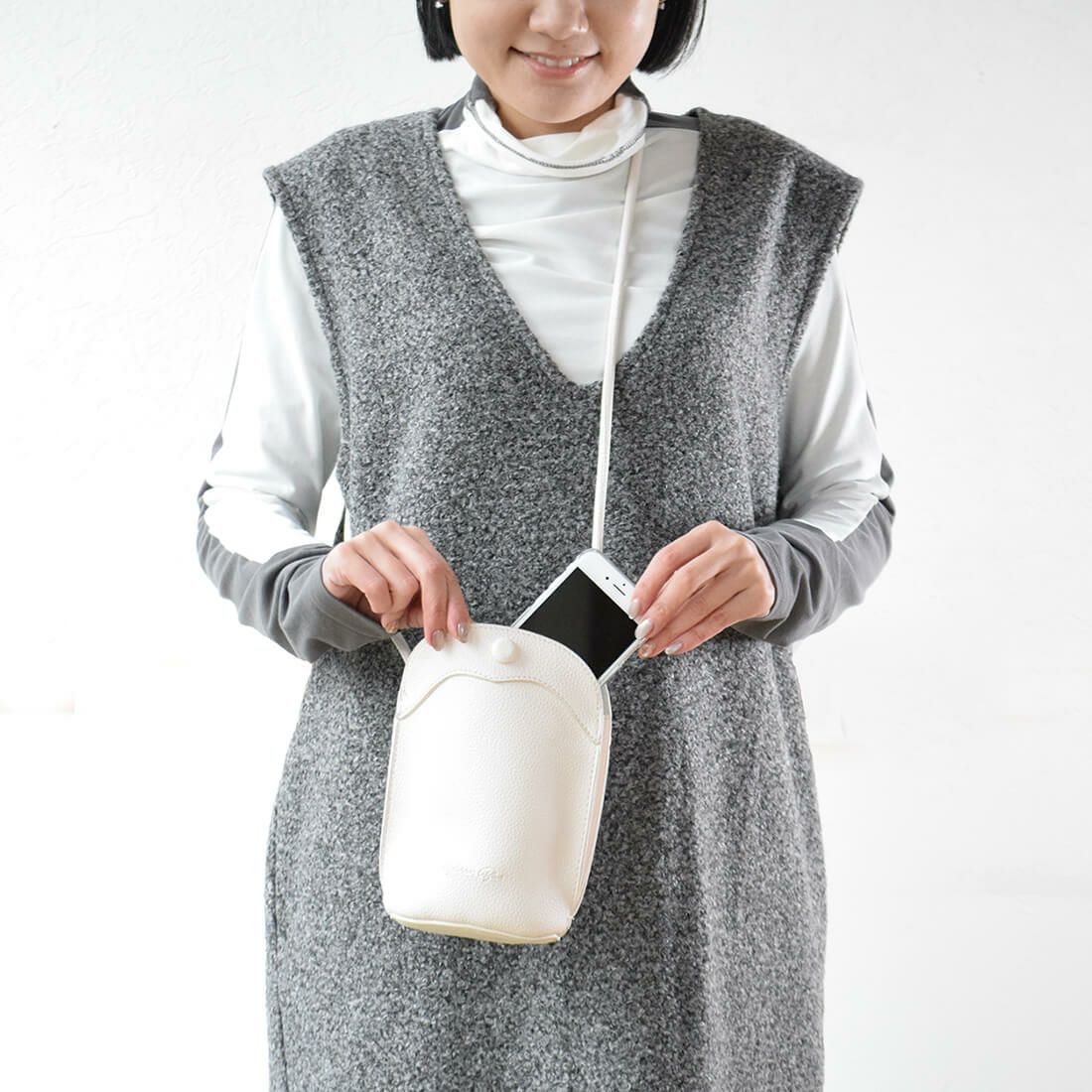 フェイクレザー丸紐ポシェット