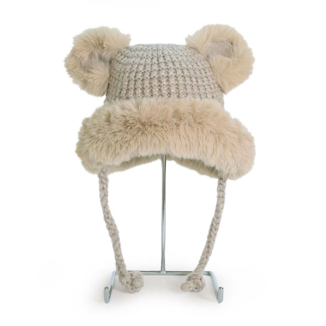 ファー耳付きニット帽