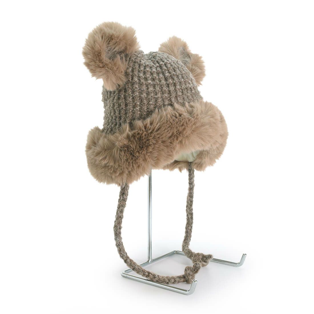 ファー耳付きニット帽