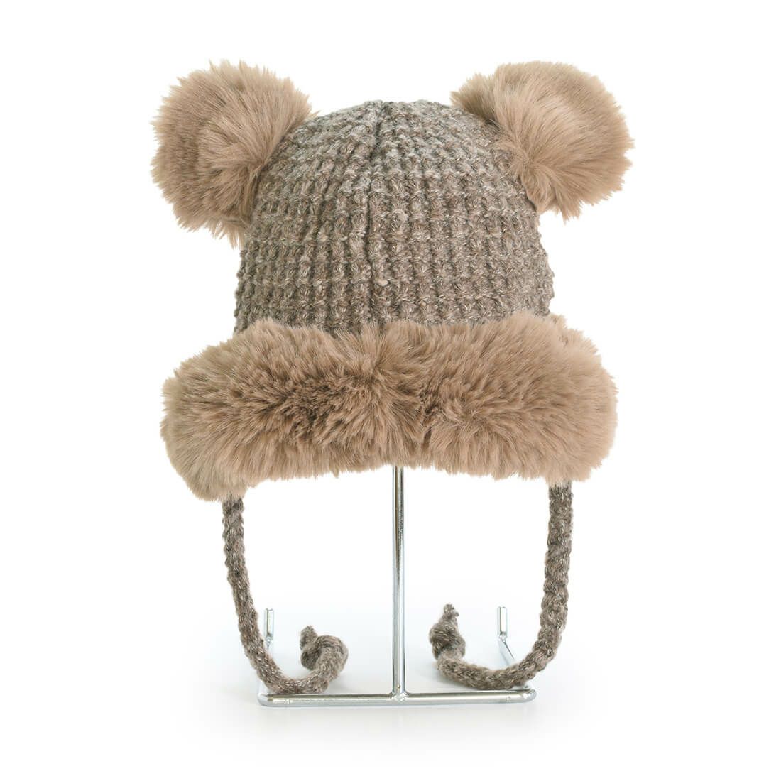 ファー耳付きニット帽