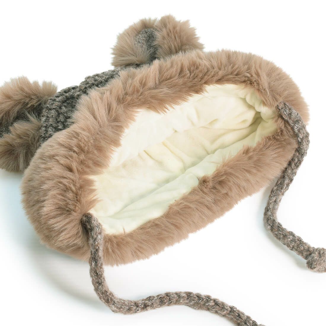 ファー耳付きニット帽