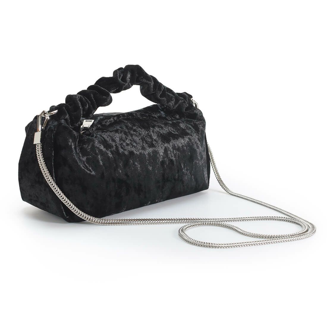 ギャザーハンドルパーティーバッグ（ベロア）