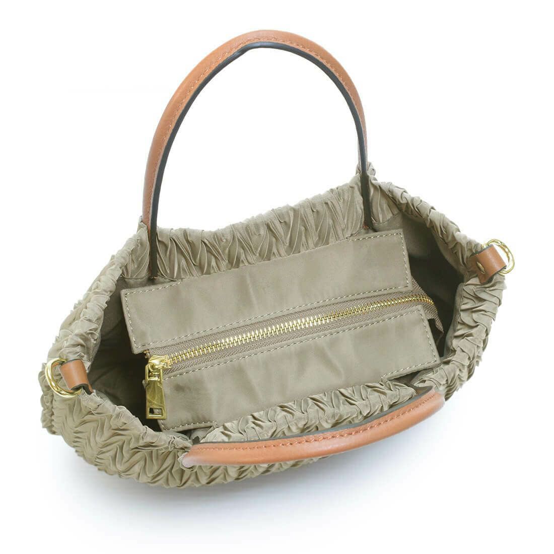 プリーツ加工ナイロン2wayトートバッグ