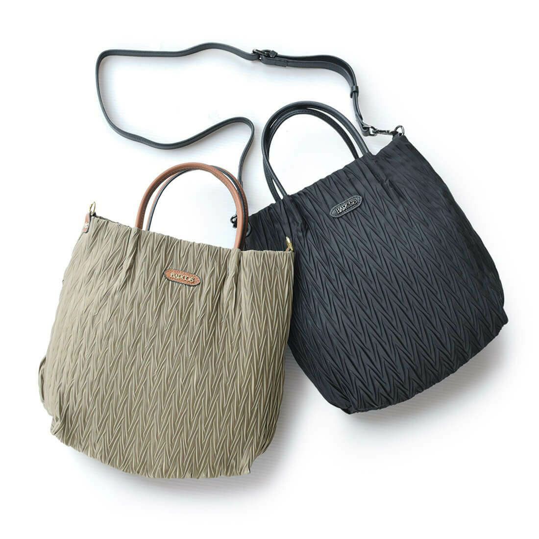 プリーツ加工ナイロン2wayトートバッグ