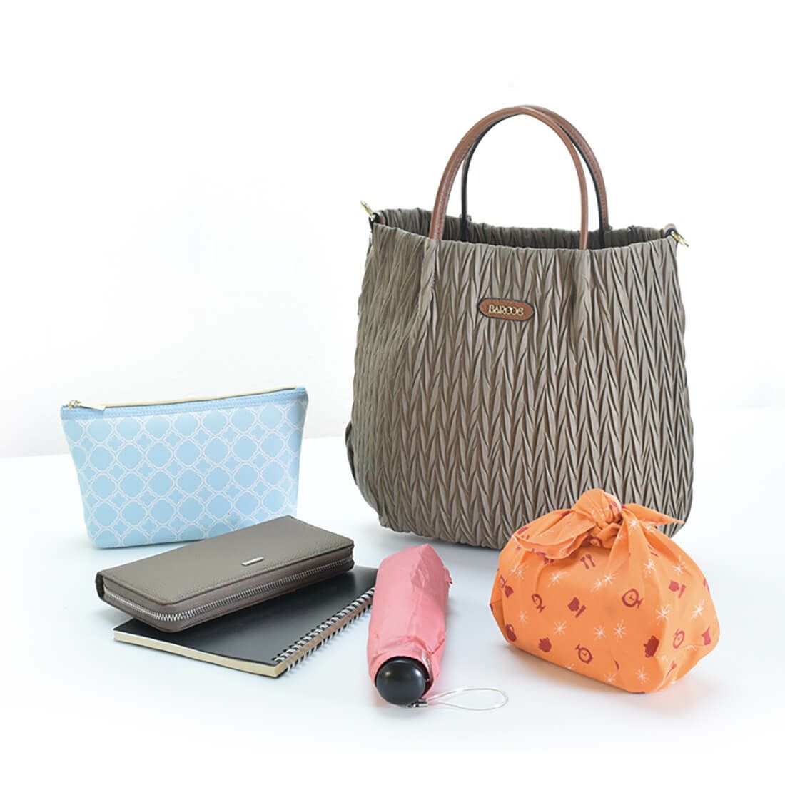 プリーツ加工ナイロン2wayトートバッグ