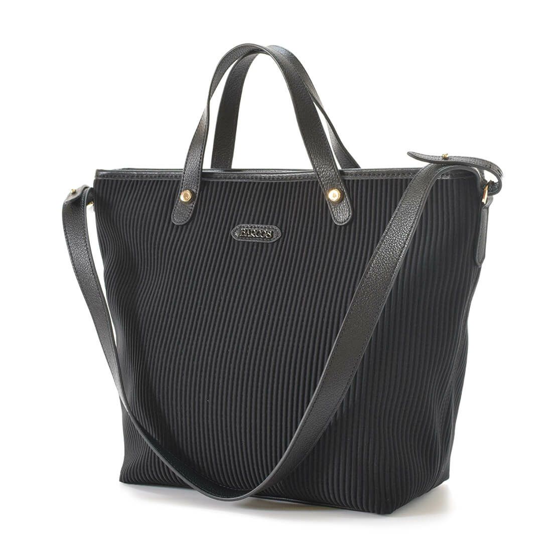 リブニット調ナイロン2wayトートバッグ