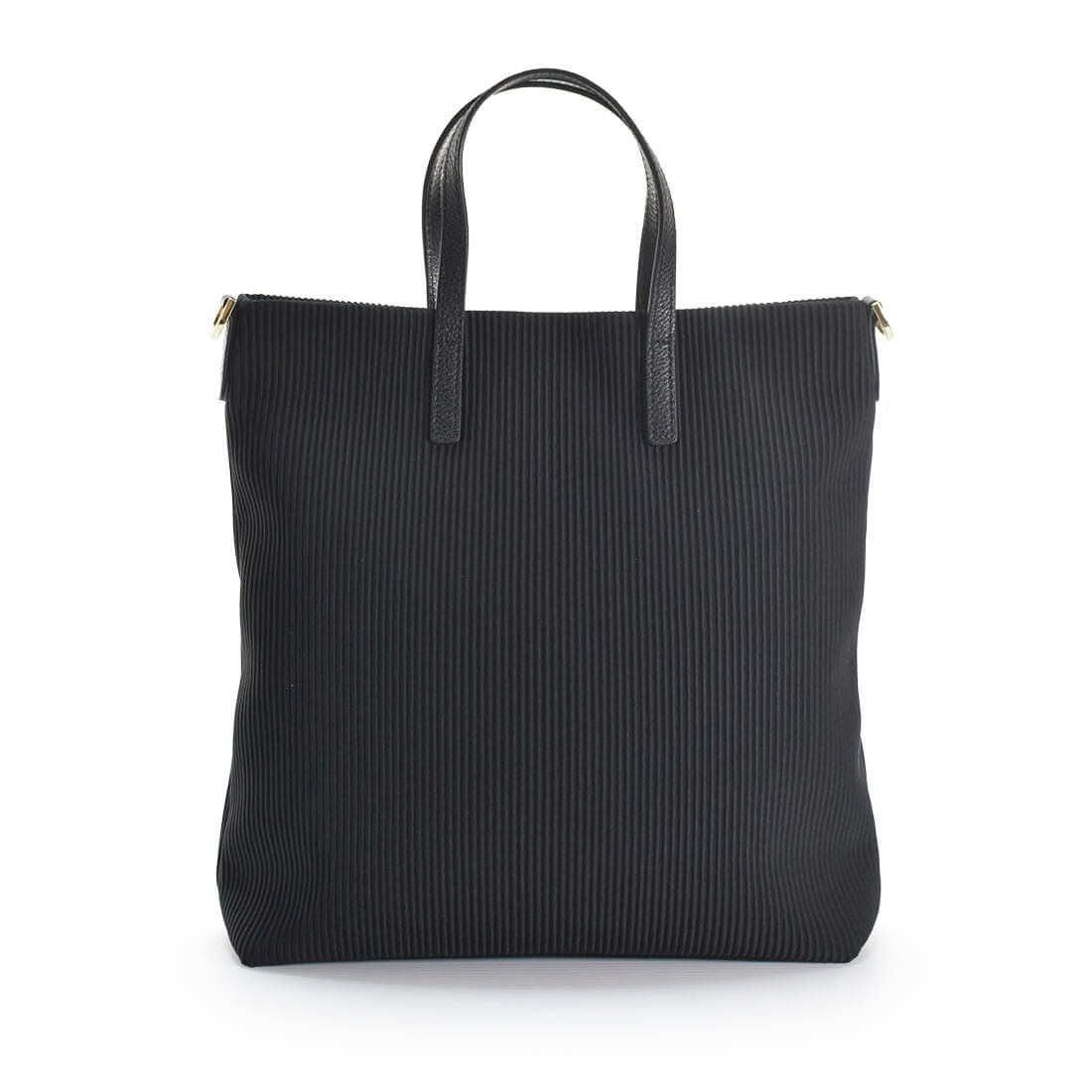 リブニット調ナイロン2way薄型トートバッグ