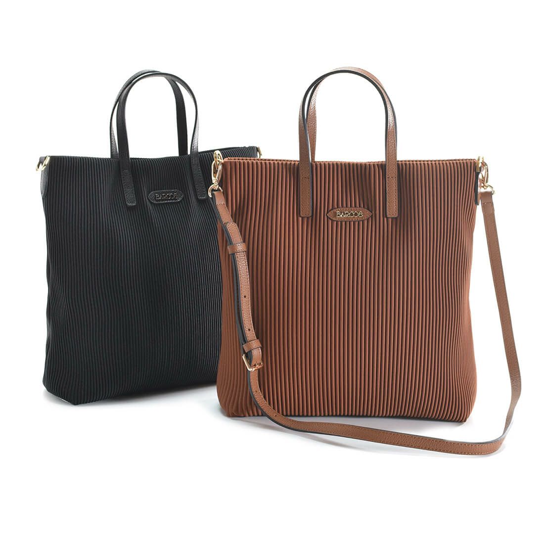 リブニット調ナイロン2way薄型トートバッグ