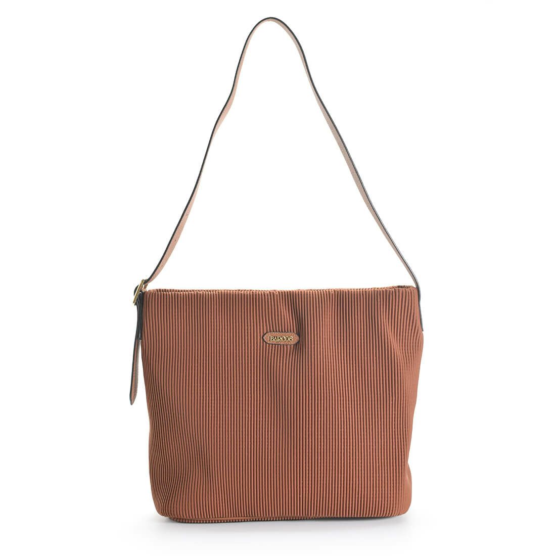 リブニット調ナイロンショルダーバッグ