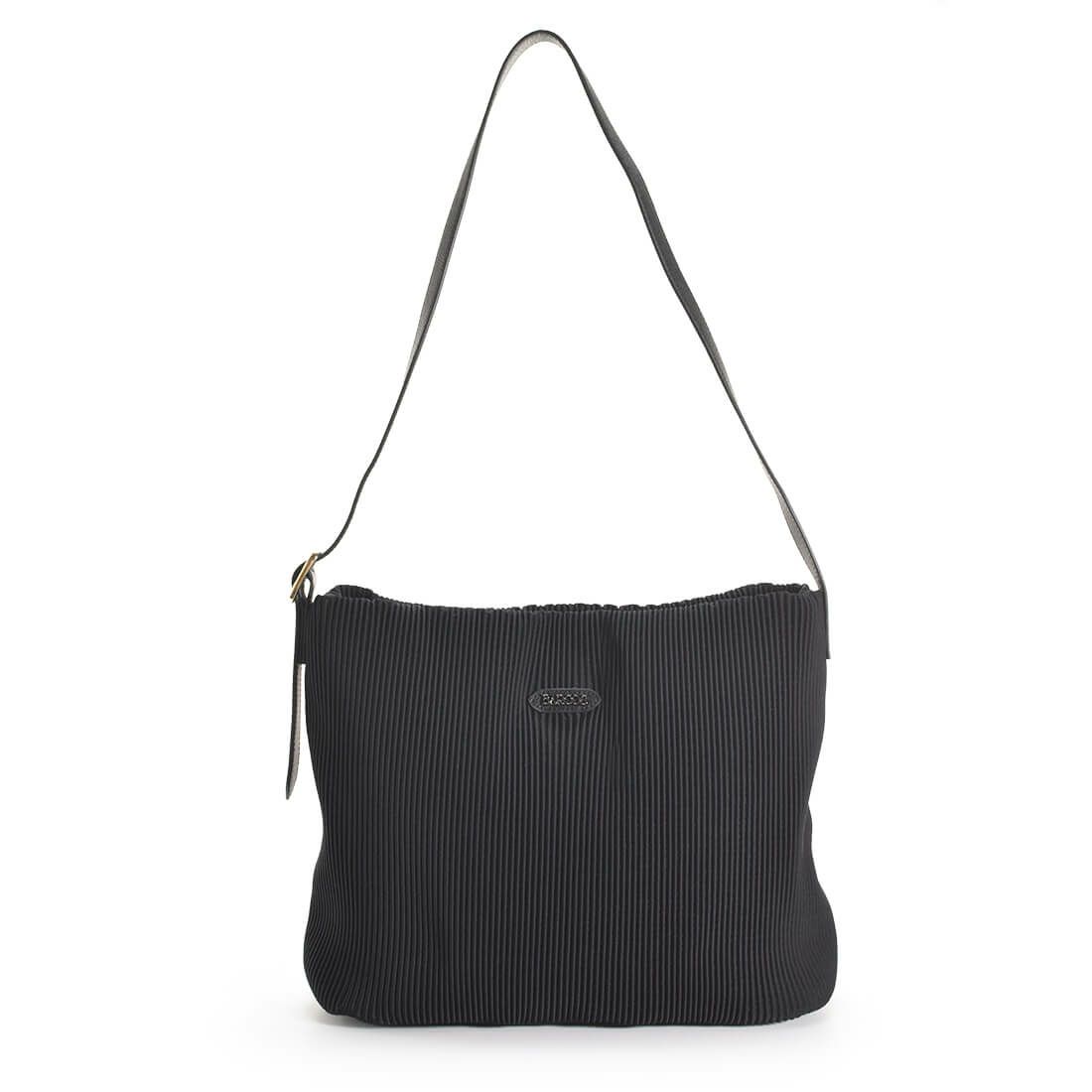 リブニット調ナイロンショルダーバッグ