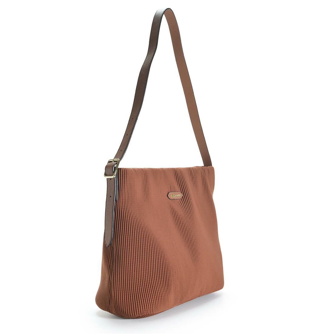 リブニット調ナイロンショルダーバッグ