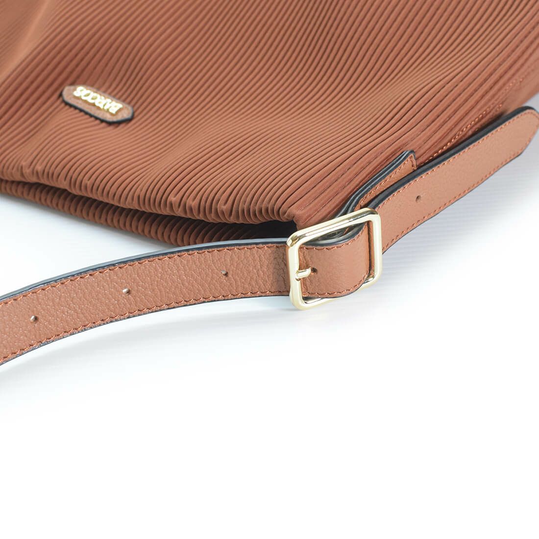 リブニット調ナイロンショルダーバッグ