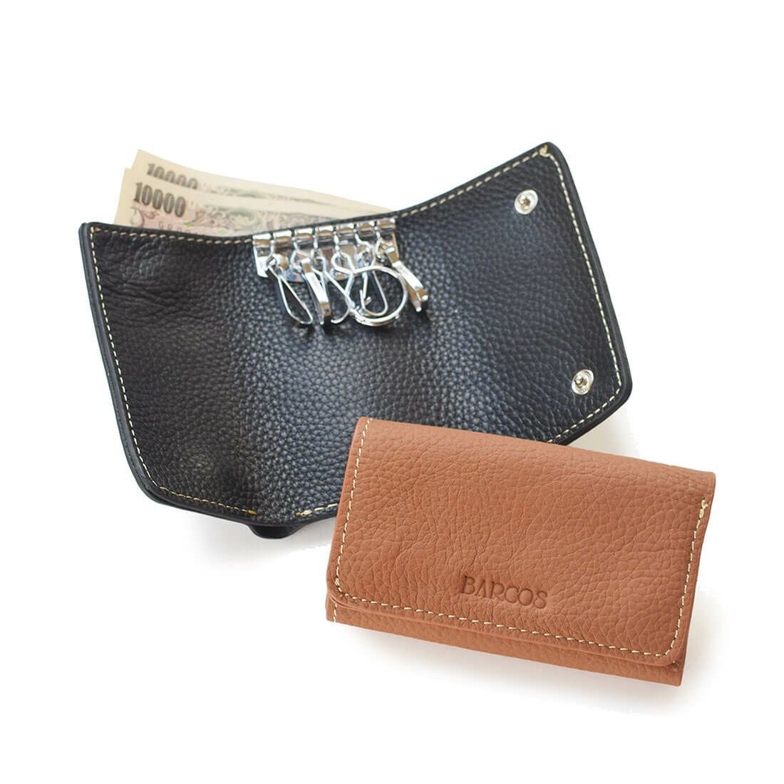 3つ折りシュリンクレザーキーケース