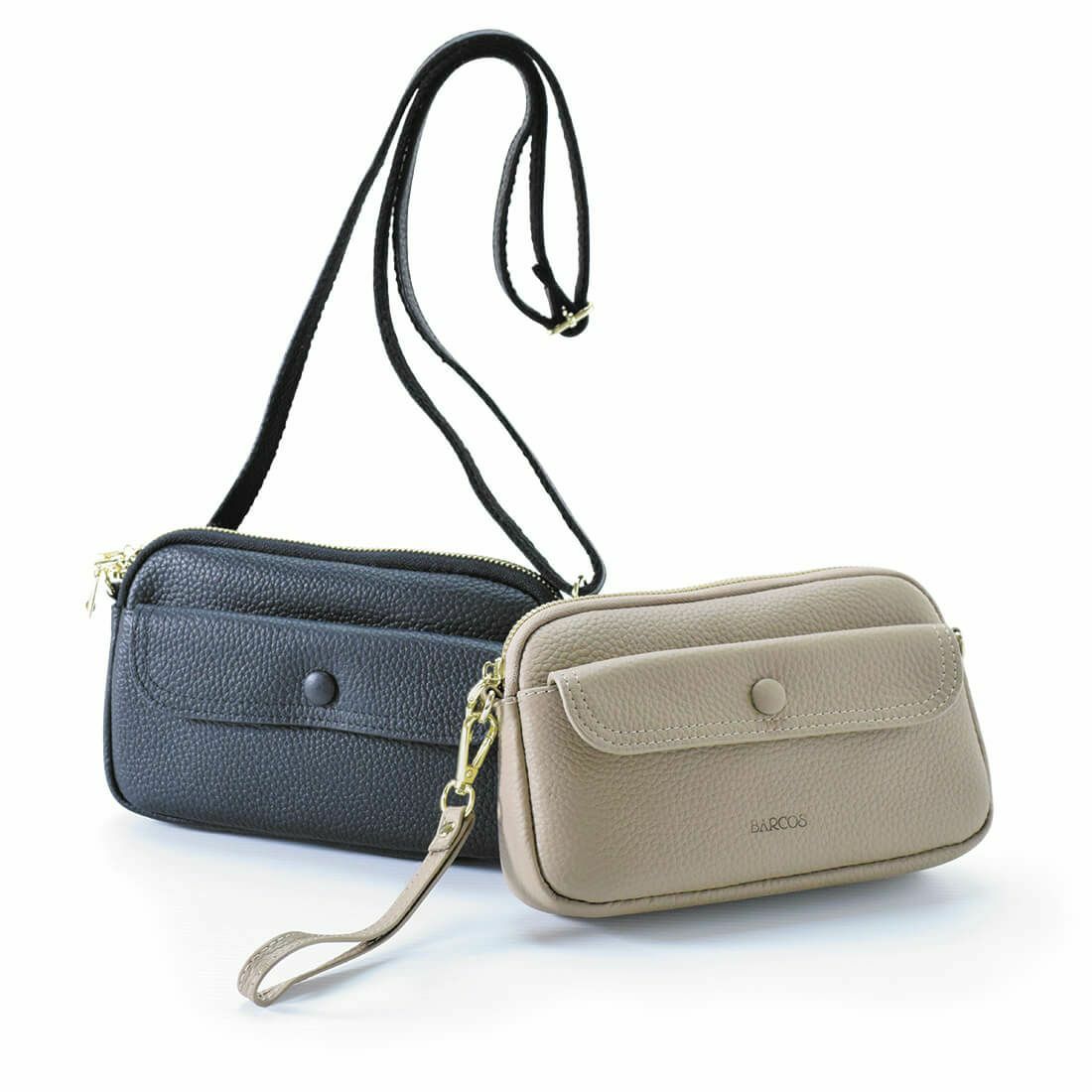 シュリンクレザー横長ポシェット