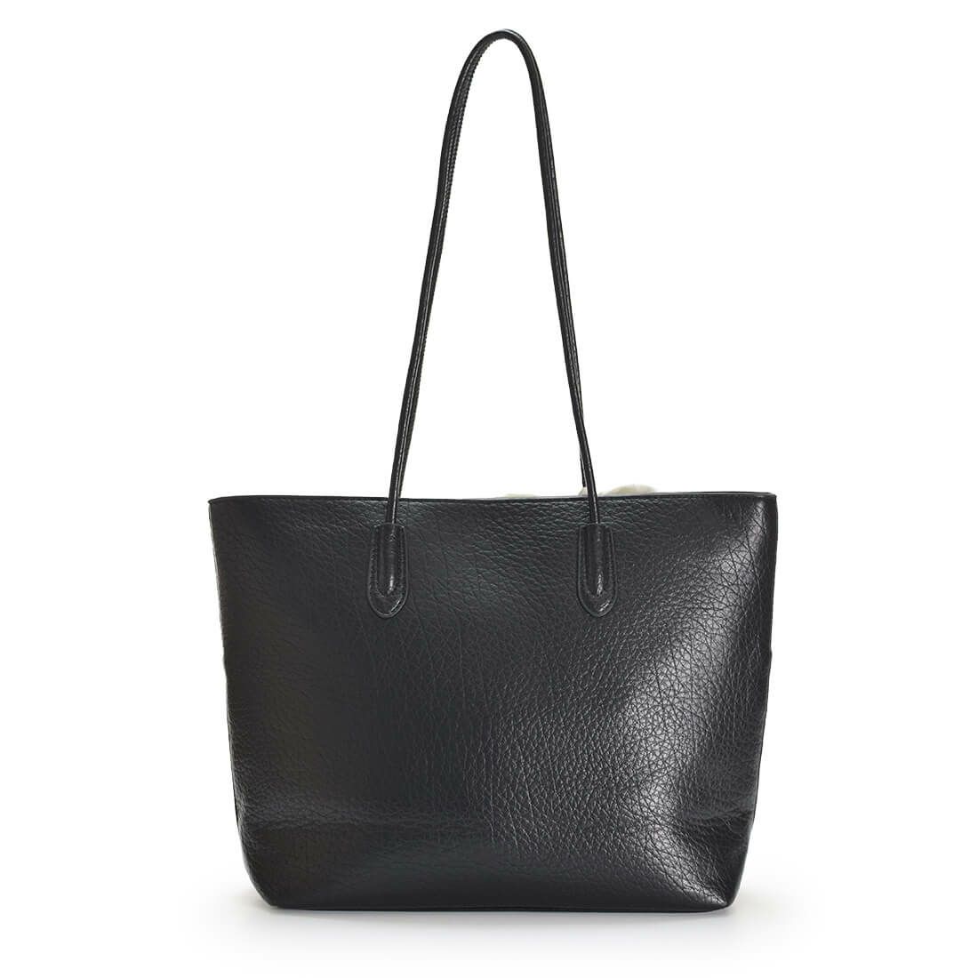 リボン付きフェイクレザートートバッグ