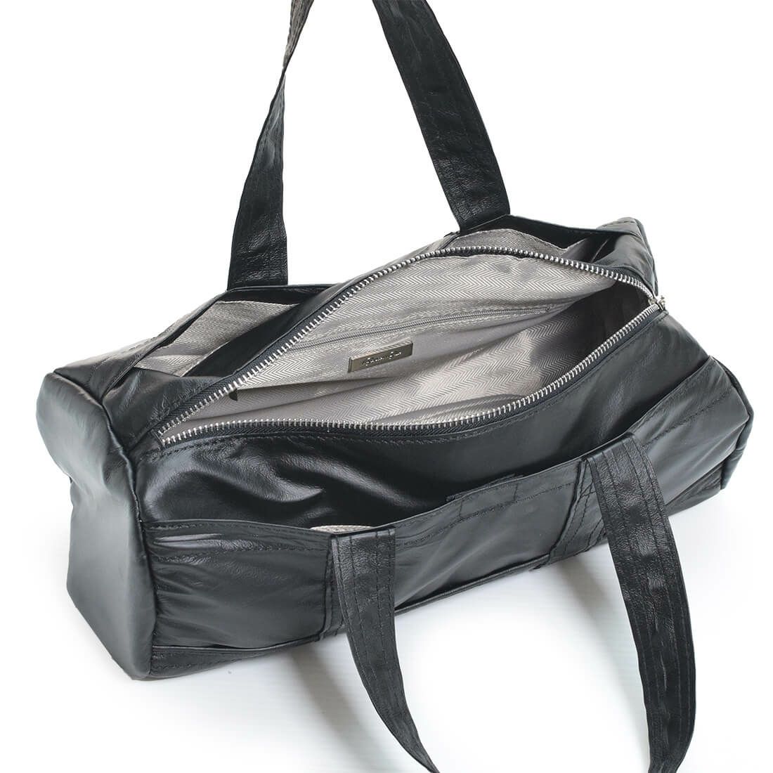 メタリックフェイクレザーハンドバッグ