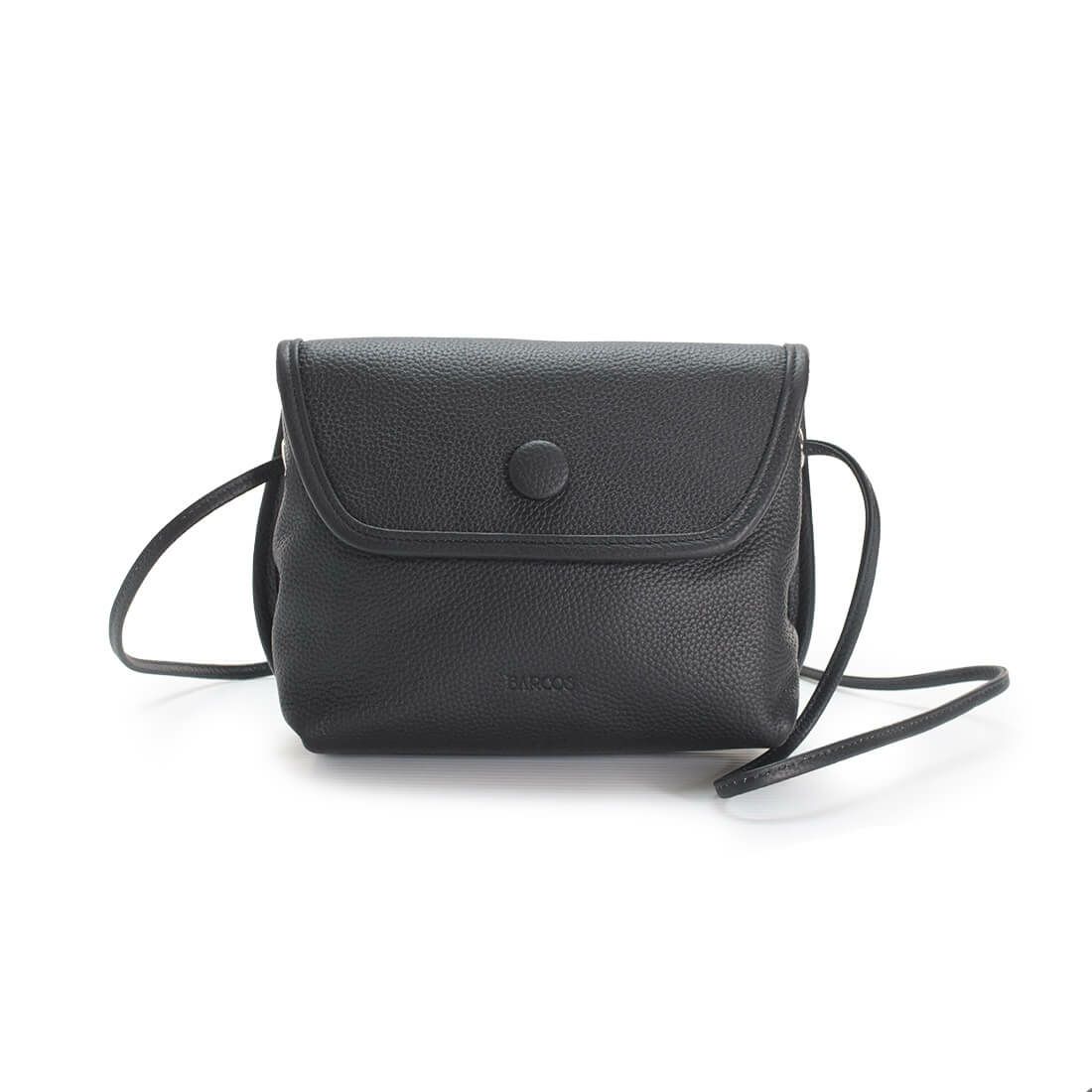 くるみボタン付きシュリンクレザーポシェット