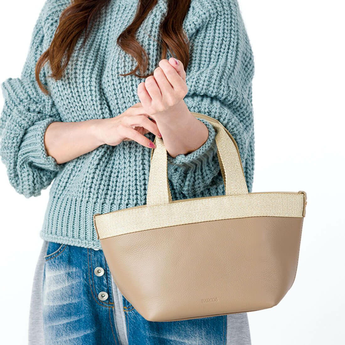 ラメテープデザインカジュアルハンドバッグ