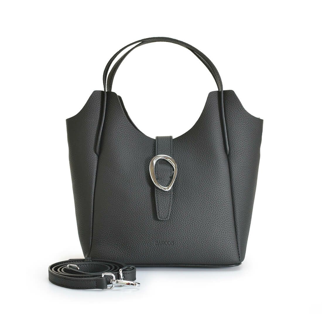 ポーチ付きシュリンクレザー2wayハンドバッグ