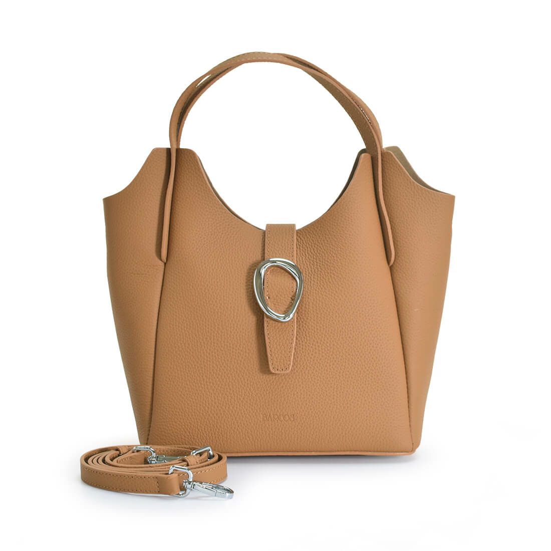 ポーチ付きシュリンクレザー2wayハンドバッグ