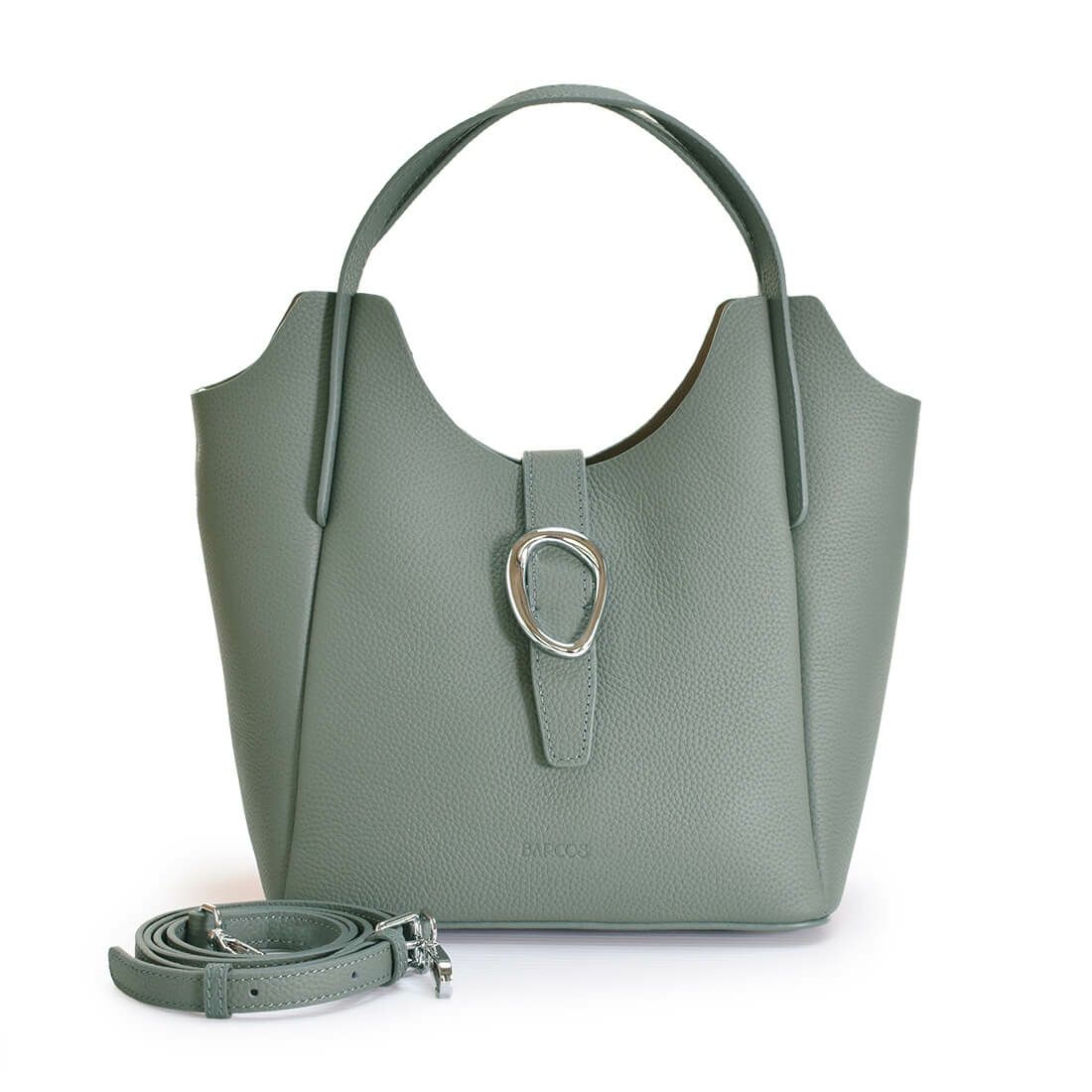 ポーチ付きシュリンクレザー2wayハンドバッグ