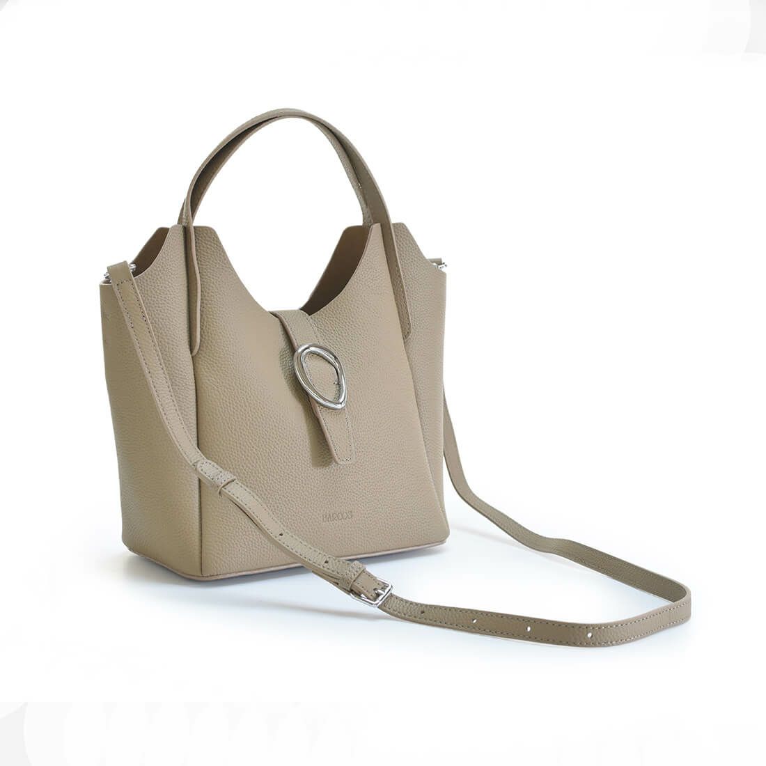 ポーチ付きシュリンクレザー2wayハンドバッグ