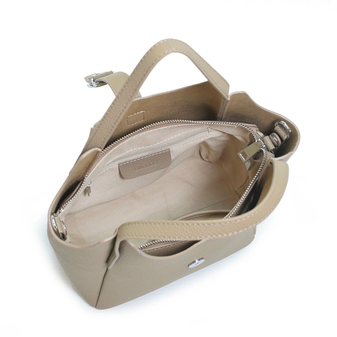 ポーチ付きシュリンクレザー2wayハンドバッグ