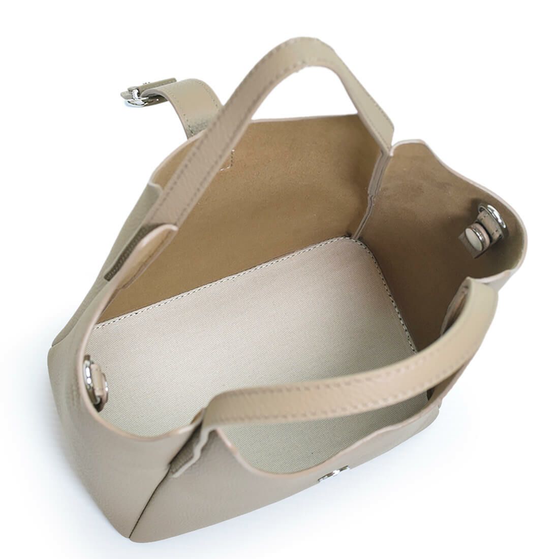 ポーチ付きシュリンクレザー2wayハンドバッグ