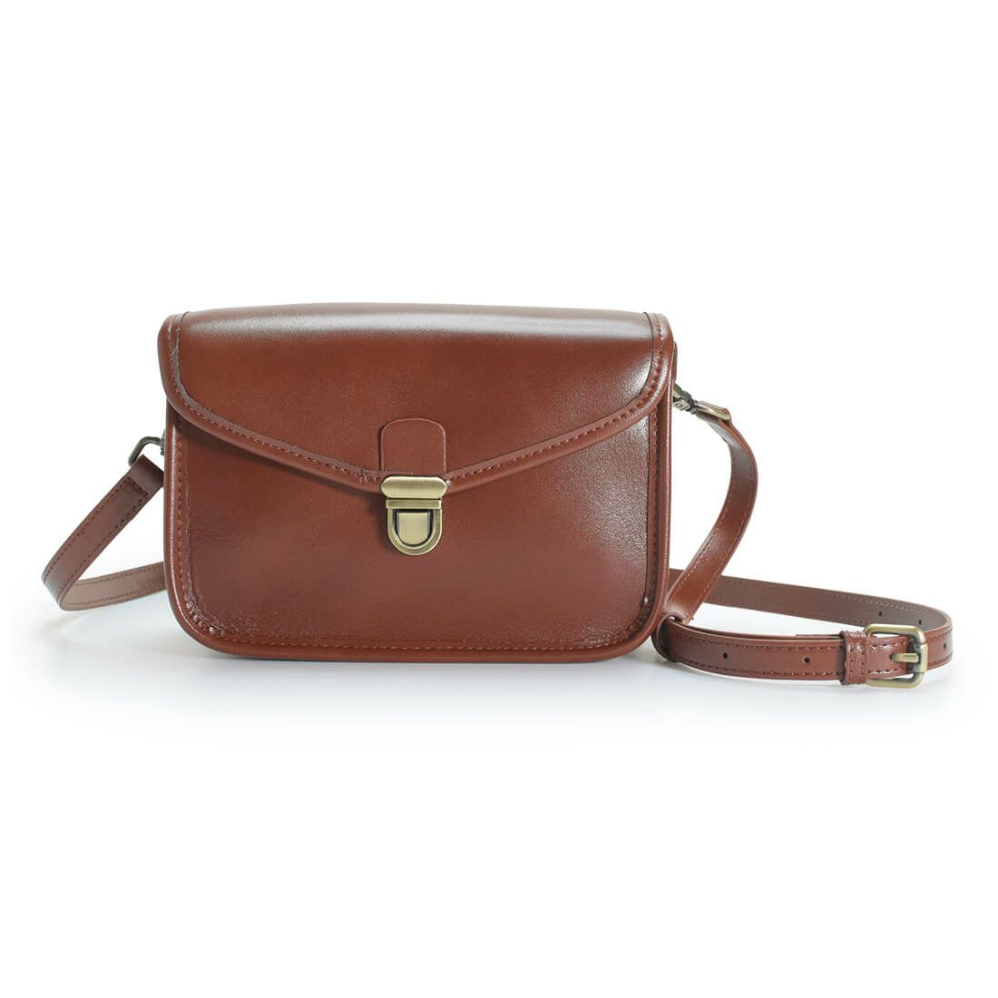 スクエア型シャイニングレザーショルダーバッグ