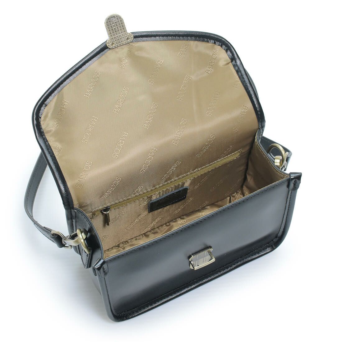 スクエア型シャイニングレザーショルダーバッグ