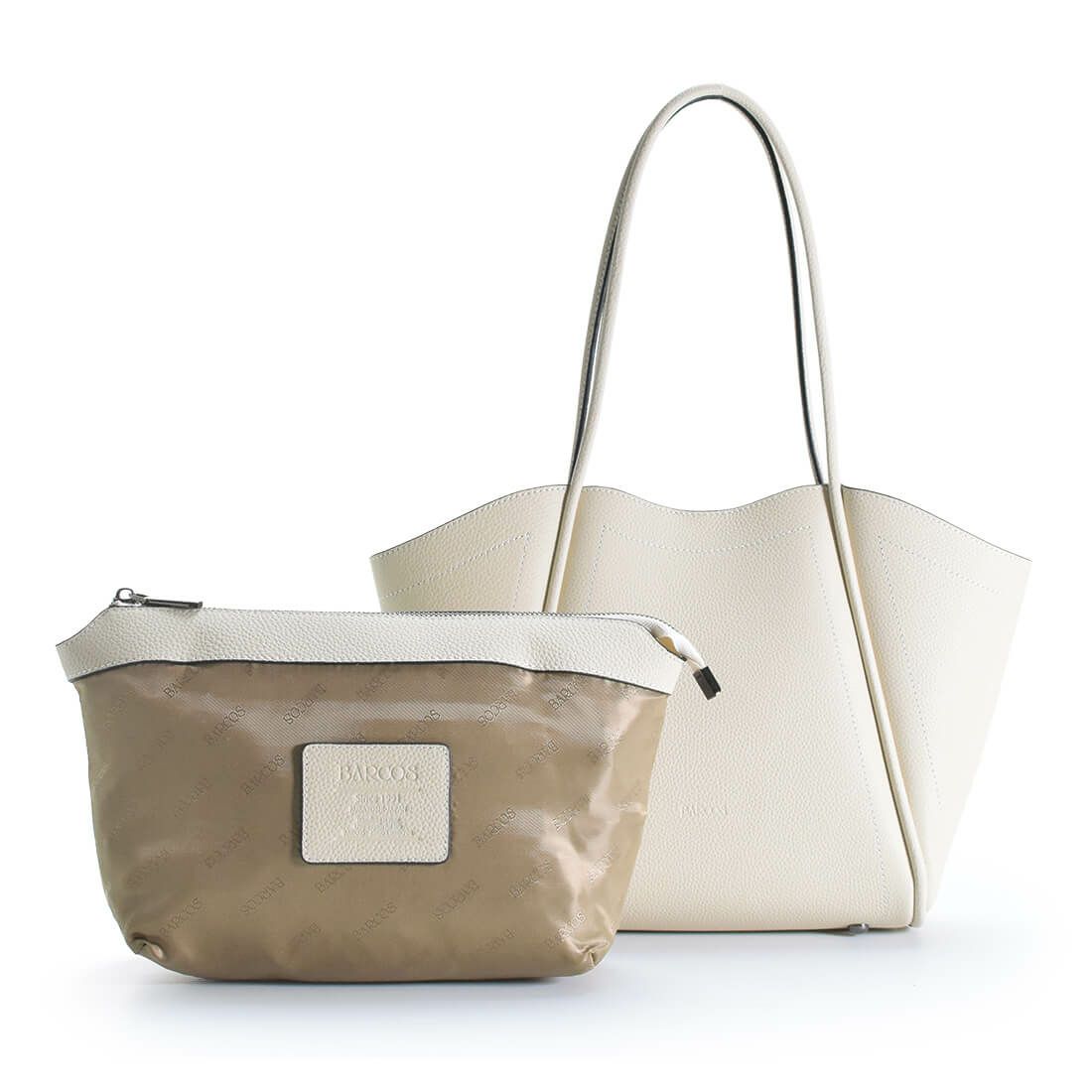 ポーチ付きシュリンクレザートートバッグ