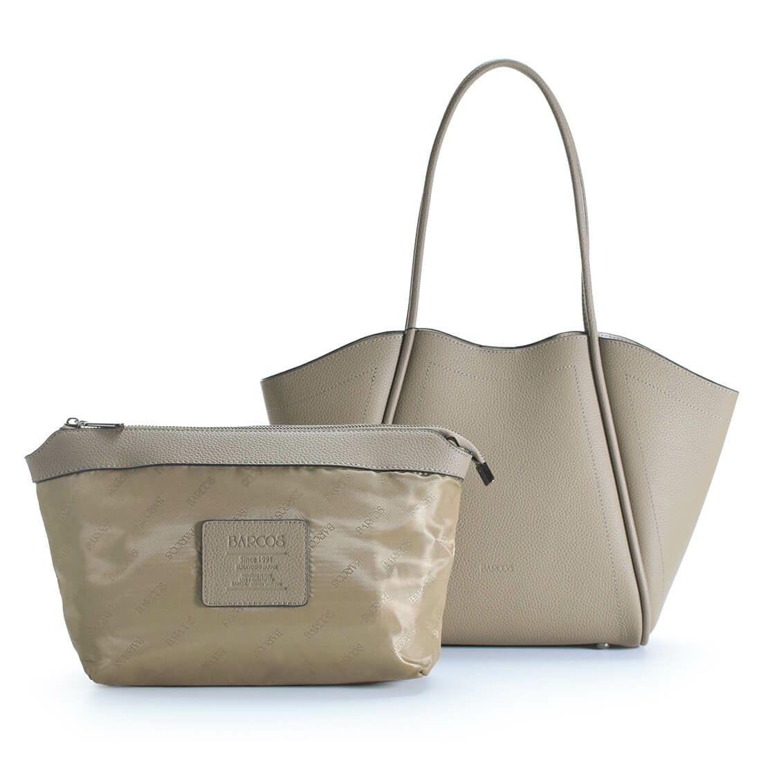 ポーチ付きシュリンクレザートートバッグ