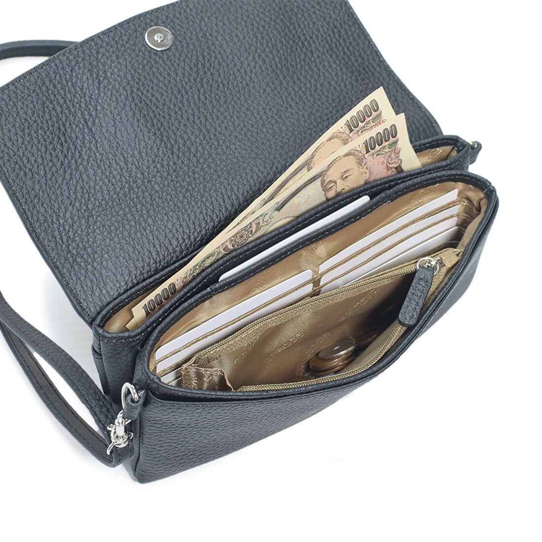 シュリンクレザーお財布ポシェット
