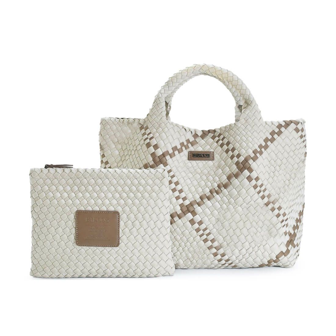 バイカラーメッシュハンドバッグ