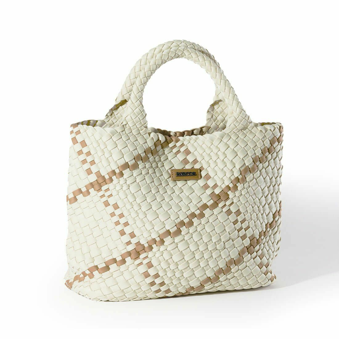 バイカラーメッシュハンドバッグ