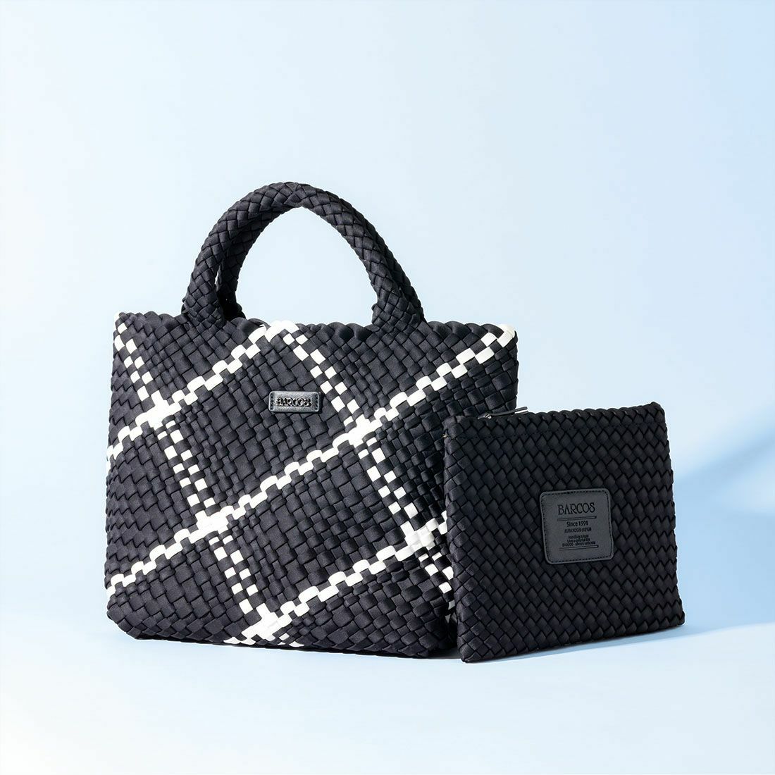 バイカラーメッシュハンドバッグ