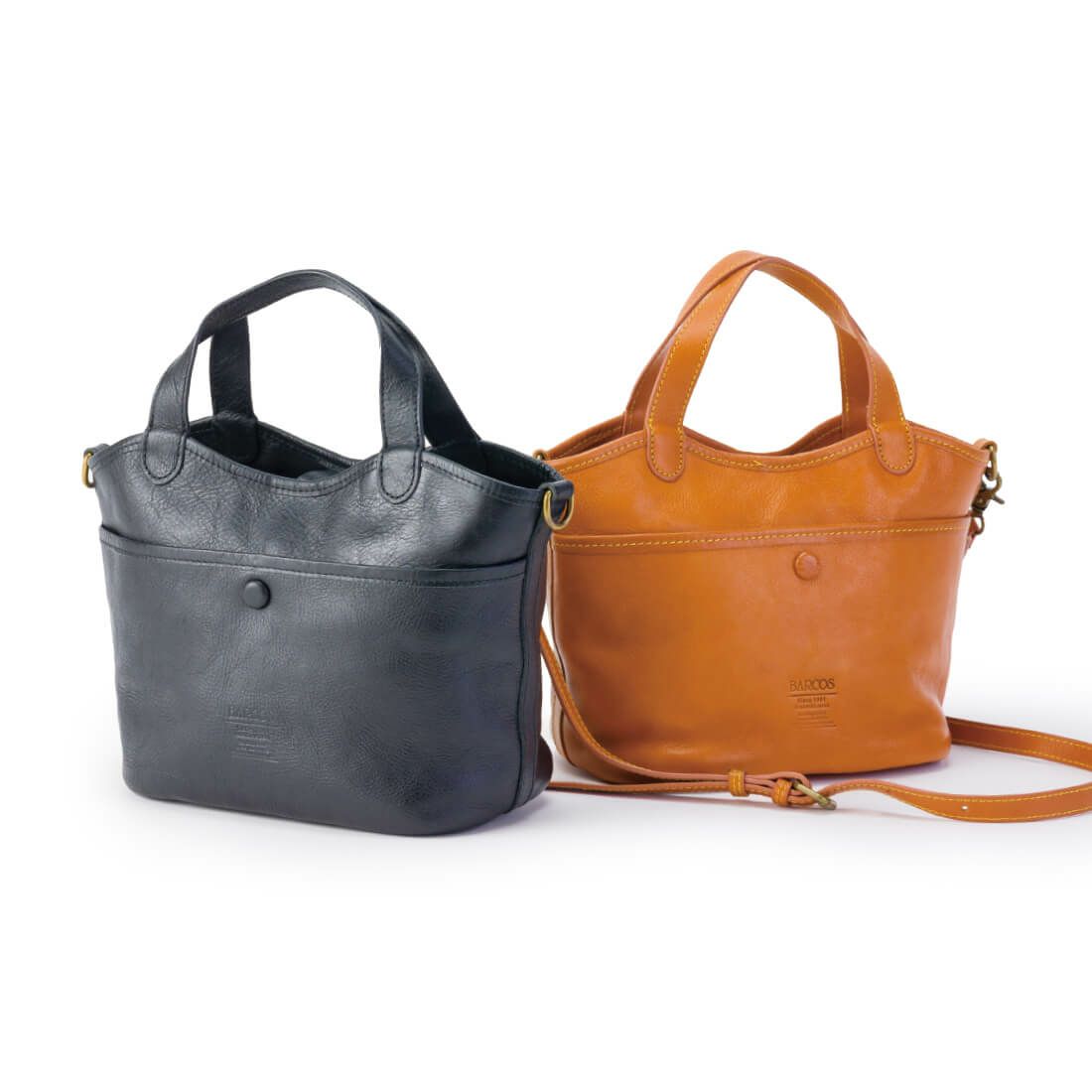 ツヤ有りレザー変形ハンドバッグ