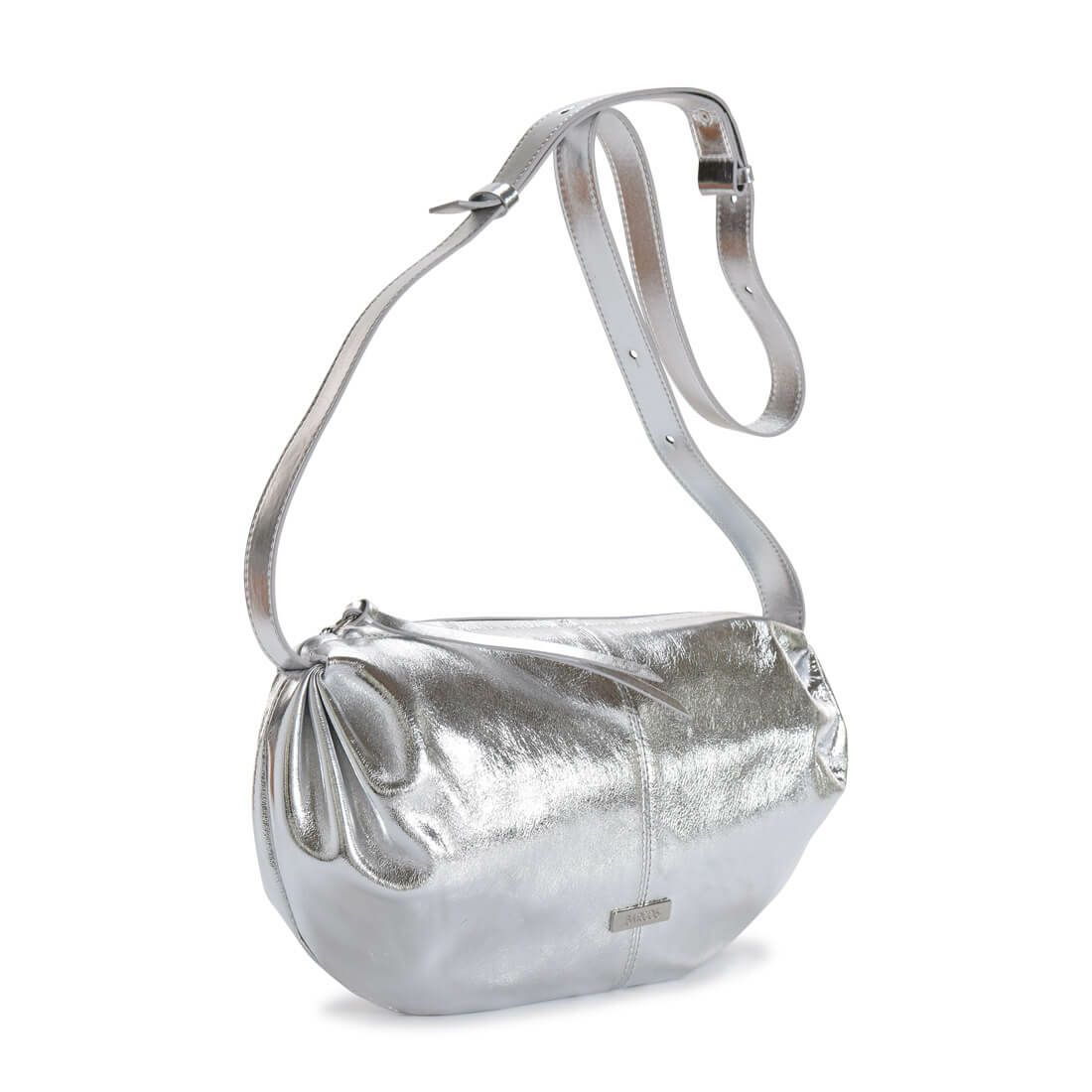 半月型メタリックレザーショルダーバッグ